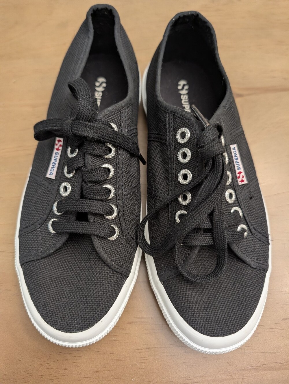 New Superga Platform Black Canvas Low Top Sneakers Women's Size 39.5 Or 8.5